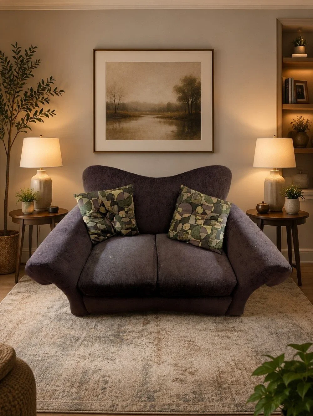 Plush Deep Purple Two-Seat Sofa - Home Accents